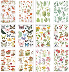 12 Sheets Rub on Transfers for Furniture Crafts Vintage Rub on Transfer Stickers