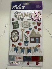 Sticko Autocollant Family Icons & Words Flip Pack 148PC Letters Banners Phrases
