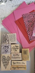 Large Lot of Valentine Scrapbook Paper Stickers Ribbon Rubber Stamps, Hearts