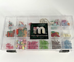 Mixed Lot Of Decorative Scrapbooking Brads Assorted Sizes & Colors W/ Organizer