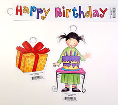 Happy Birthday Girl Boy Presents Cupcake Whimsical Die Cut Set & Frame Tags 2002