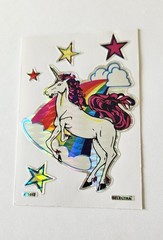 Vtg 80s Selectra Rainbow Unicorn Sticker Stars Prism A 1513 HTF Vending