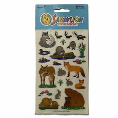 Sandylion Vintage Mylar Stickers Wildlife Forest Animals Bear Deer Owl Skunk