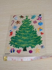 Vintage Amscan Christmas Tree Stickers, 1 Sheet, Clear Backing, Santa, Snowman