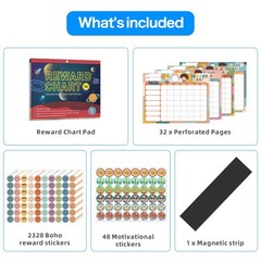 Magnetic Chore Chart for Kids, Reward System with 2328 Stickers