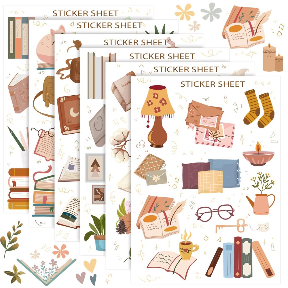 Whaline 30 Sheet Reading Journal Scrapbook Sticker Decals Memories Multicolor