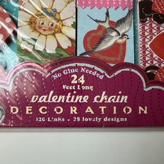 eeBoo Valentine Paper Chain kit featuring vintage-style illustrations of hearts