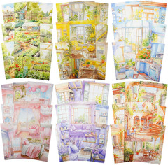 Nature Wood Slice Sticker Set, 120PCS Vintage Designs with Flowers, Moss, Logs a