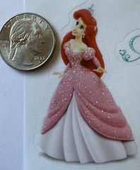 GLITTERED PRINCESS ARIEL Mylar Stickers(18pc)Disney•Little Mermaid•Card Making•