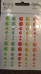 Simple Stories Crafts Enamel Dots Pastel Pink Blue Yellow Green Orange X3