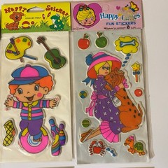 Vintage Happy Stickers & 1976 Imperial Happy Cuties Puffy Fun Stickers Set Of 12