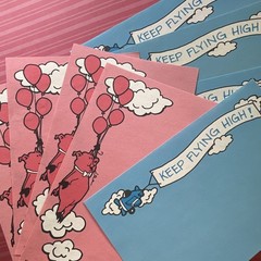 Vintage 90s Highlights 1993 Note Stationary Paper Sheets Balloon Pig & Plane