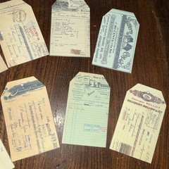 8 Junk Journal tags, Scrapbooking, journaling vintage style receipt tags ￼