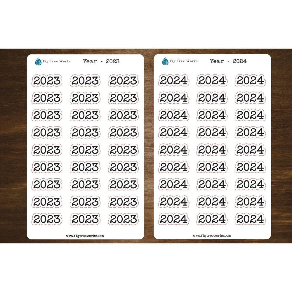 Year Header Planner Stickers | 2024, 2025, or 2026 Sticker | Style B