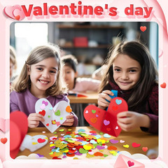 600 Pieces Foam Hearts Stickers, Valentines Day Glitter and Matte Self-Adhesive