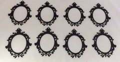 Die Cuts * Fancy Frame * Oval * Set of 8 * Black Cardstock