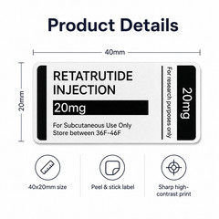 Fully Customizable Silver Peptide Vial Labels for 3ml Vials- Set of 20 labels!