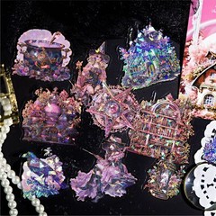 20Pcs Magic Holographic PET Stickers Witch Lady Junk Journal Decorative Sticker