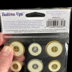 8 pks Sticko Button Photo Safe Adhesive GOLD & SILVER Buttons Scrapbook Stickers