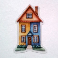 Townhouse Style Fairy Tale House Clear Vinyl Decal Sticker Water Resistant Gift