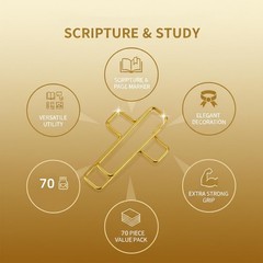 70 Pack Gold Cross Paper Clips, Decorative Paper Clips and Bookmarks for Bibl…