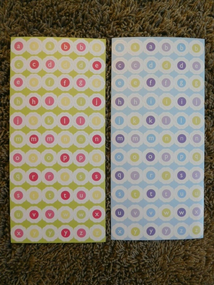 Flower ABC’S DCWV CARDSTOCK STICKERS pink/green/Yellow & blue/green/Purple