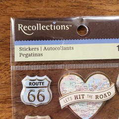 Recollections Let’s Hit The Road Travel Map & Road Sign Stickers 11 pc