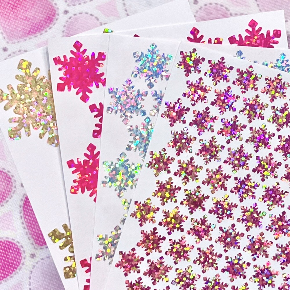 Holographic Sparkle Winter/Christmas Snowflake Stickers! ~ 0.3 to 2 inch