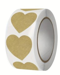 500 pc Sticker Seals Roll Kraft Traditional Plain Simple Heart Self Adhesive NEW