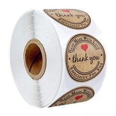 Vintage Kraft Handmade With Love Stickers – 1 Inch Self-Adhesive Gift, Baking