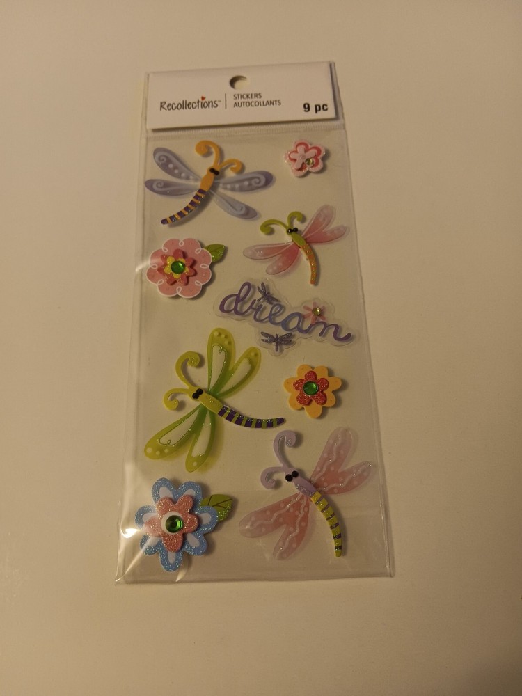 Recollections Stickers Pastel Dragonflies Flowers Dream