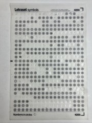 Letraset Numbers In Circles – 8 Used Sheets – Positive 4355, 217 & Negative 4252