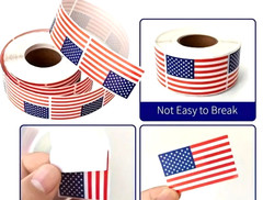 Stickers 250 PCS American Flag Bright Color Sticker Self Adhesive 2 IN X 1.22 IN