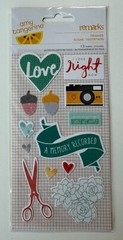 Amy Tangerine Stitched Trimmed Fabric Stickers-13 Pieces