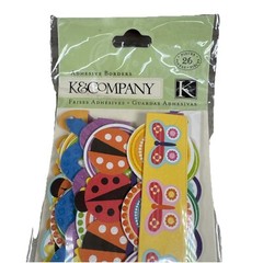 K & Company Butterfly Lady Bug Floral Buttons Summer Adhesive Borders Scrapbook
