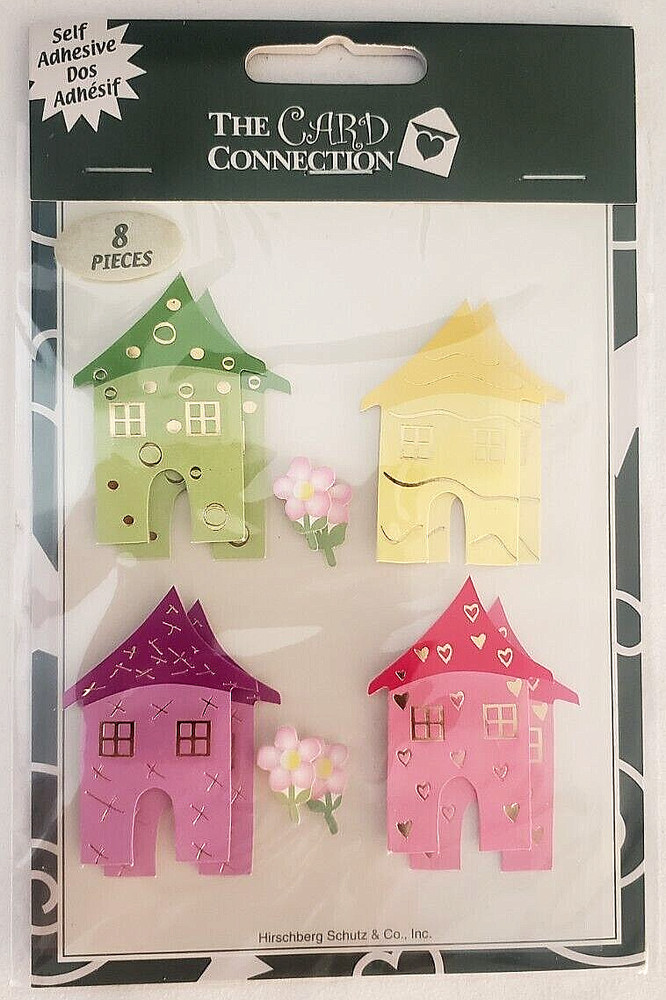 The Card Connection Self-Adhesive Embellishments – HOUSES – 8 pcs