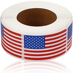 SANNIX 500 Pcs American Flag Sticker Roll,2 x 1.22 Inch US Flag Decal, USA