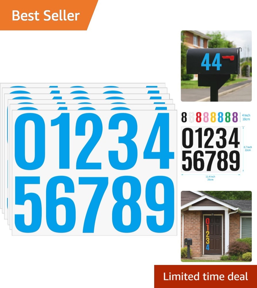 Durable Waterproof Blue Number Stickers 0-9 for Indoor and Outdoor