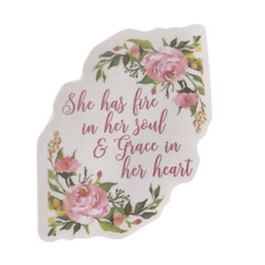 Fire in Her Soul Grace Heart Flowers Rose Sayings Motto Sticker