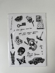Ukraine Art Transparent Sticker Sheet Black White Vintage Mermaid Poetry