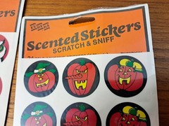 Vtg Eureka Scratch ‘n Sniff Stickers Halloween Lot Owl Cat Bat Jack ‘O Lanterns