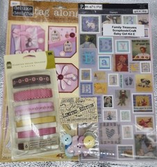 Scrapbook kit for baby girl theme 12×12 paper, sticker, ebellishments Lot E