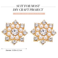 Exceart 50Pcs Rhinestone Pearl Snowflake Diy Accessories For Hair Clips And