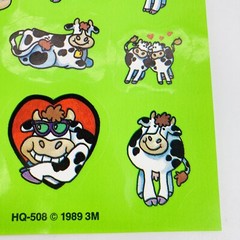 Vintage 3M Cow Stickers 1989 Love Hearts Green