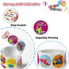 Happy Birthday Stickers 1000 Pcs 1 Inch Happy Birthday Stickers for Envelope Sea