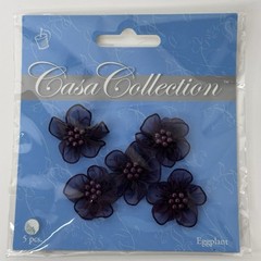 Casa Collection Small White Roses Appliqué Embellishments Pink Purple Blue