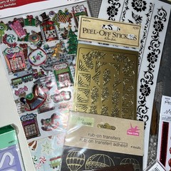 Craft Lot. Scrapbk New Stencils Stickers Stamps. Colorful Paper Sheets/square.