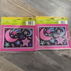 2 Packs AMERCIAN GREETINGS STICKETY DOO DA CLINGS Moon And Stars STICKERS