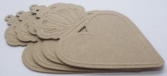 {4} EMBOSSED HEART CROWN Vintage Hearts Bare Chipboard Die Cuts – 2 3/8 x 4 1/2