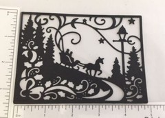 Christmas Die Cuts * Winter Sleigh Ride Scene * Set of 6 * Black or White